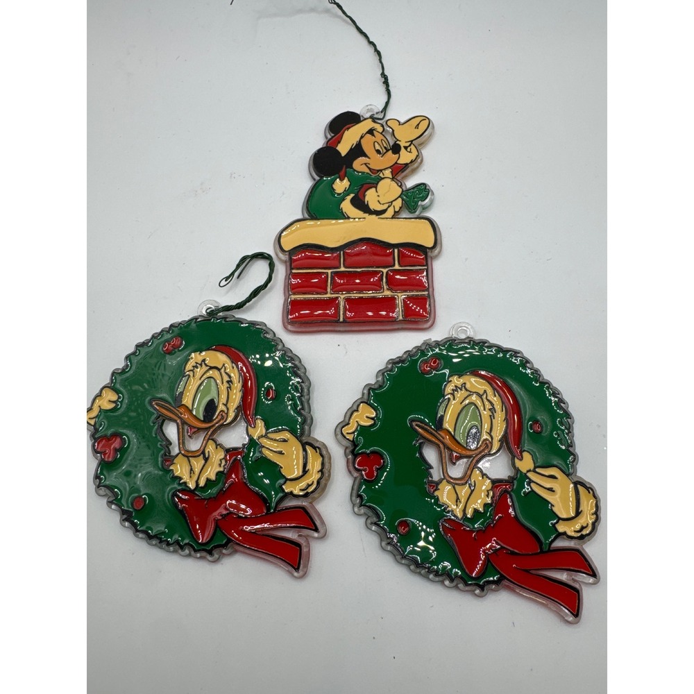 Vintage Kurt S Adler Disney Mickey Mouse Donald Duck Plastic Ornaments Set of 3